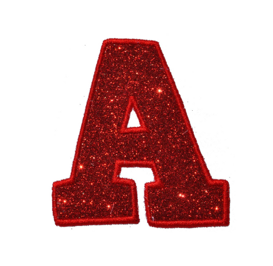 Varsity Comic College Glitter Sparkle Letter Embroidered Patch -  Iron or Sew on Vinyl - NO GLITTER MESS ! GL228