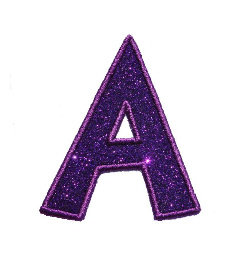 Fun Comic College Glitter Sparkle Letter Patch -  Iron or Sew on Vinyl - NO GLITTER MESS ! GL320