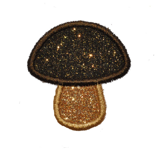 Mushroom 2 inch or 3 inch Sparkle Glitter Patch -  Iron or Sew on Vinyl - NO GLITTER MESS ! GL81