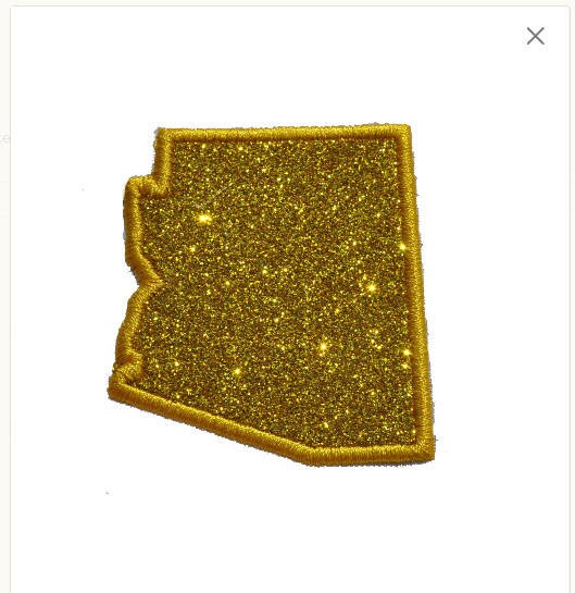 State of Arizona 4 inch Custom Color Sparkle Glitter Patch -  Iron or Sew on Vinyl - NO GLITTER MESS !