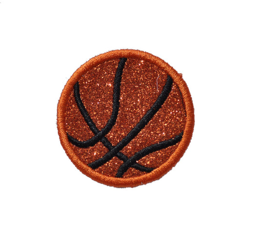 Basketball Sparkle Glitter Patch -  Iron or Sew on Vinyl - NO GLITTER MESS ! GL102