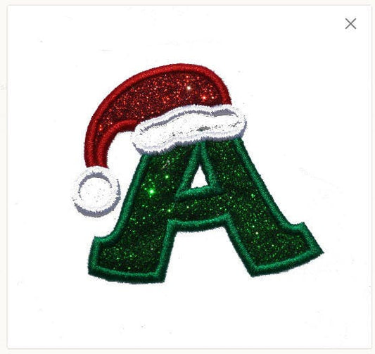 Christmas Hat Personalized Vinyl Glitter Sparkle Iron or Sew on Patch NO GLITTER MESS GL125