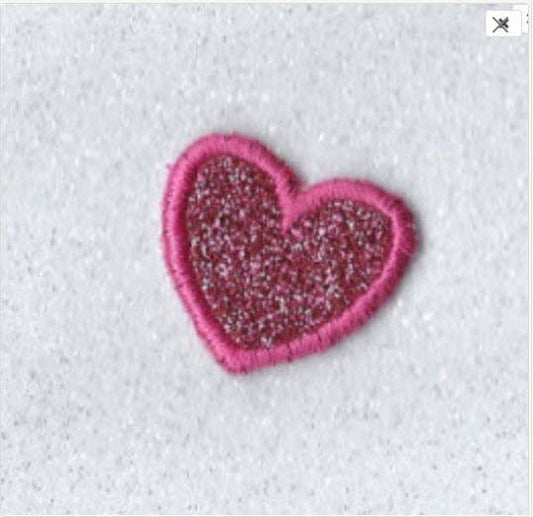 Heart Miniature glitter sparkle iron on Patch! GL3