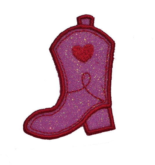 Boot Cowboy, Drill Team, Color Guard, Cheerleading Sparkle Glitter Patch -  Iron or Sew on Vinyl - NO GLITTER MESS ! GL140
