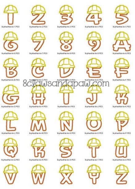 Hard Hat Construction Hat Glitter Sparkle Letter Patch -  Iron or Sew on Vinyl - NO GLITTER MESS ! GL134