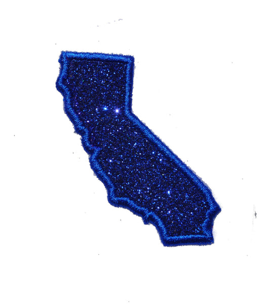 State of California 4 inch Bright Royal Sparkle Glitter Patch -  Iron or Sew on Vinyl - NO GLITTER MESS !