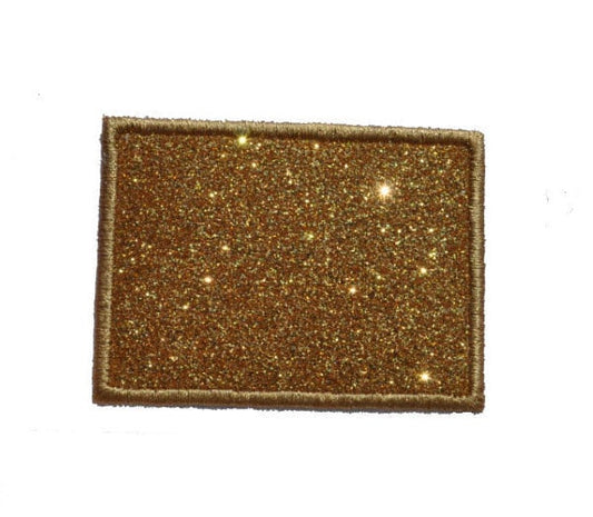 State of Colorado 2.5 inch Gold Sparkle Glitter Patch -  Iron or Sew on Vinyl - NO GLITTER MESS !
