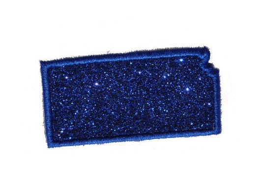 State of Kansas 2.5 inch navy  Sparkle Glitter Patch -  Iron or Sew on Vinyl - NO GLITTER MESS !