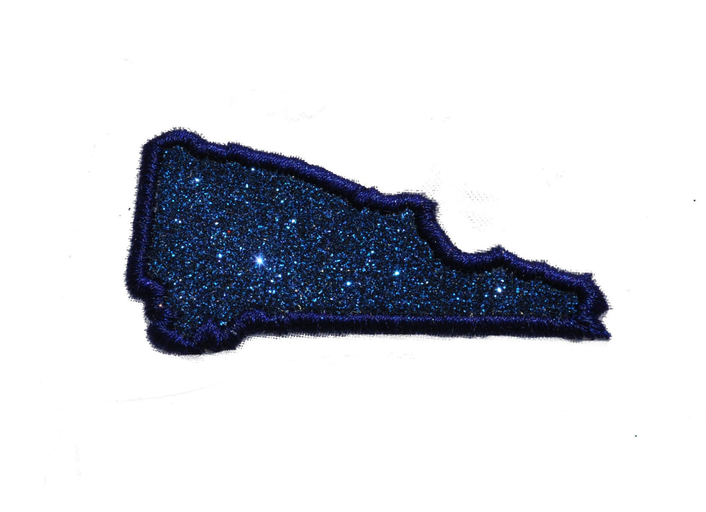 State of New Hampshire 2.5 inch navy blue Sparkle Glitter Patch -  Iron or Sew on Vinyl - NO GLITTER MESS !