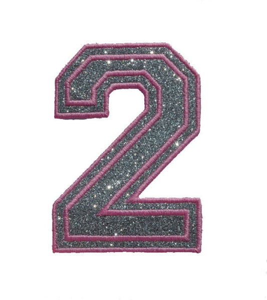 Greek Varsity Glitter Double Satin Border Font Number Iron On Patch! Sew on Vinyl - NO Glitter MESS GL193