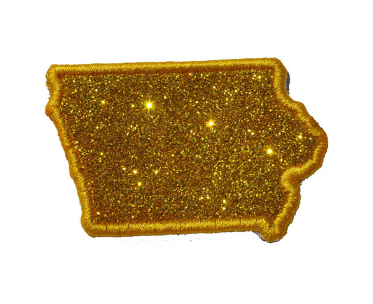 State of Iowa 4 inch custom color Sparkle Glitter Patch -  Iron or Sew on Vinyl - NO GLITTER MESS !