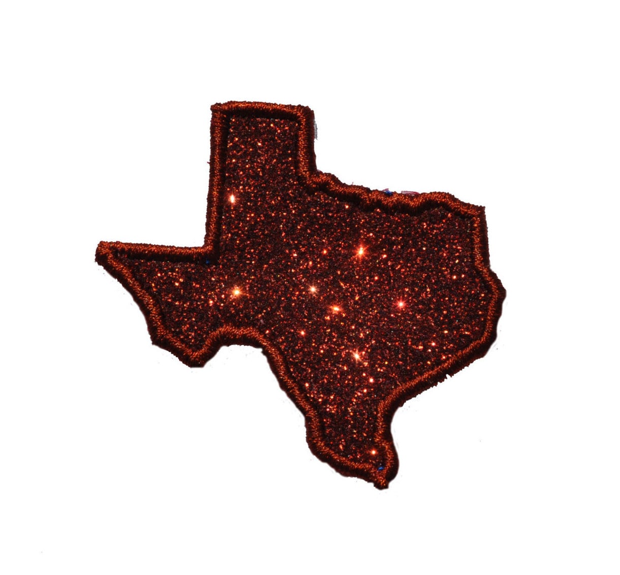 State of Texas Maroon 4 inch Sparkle Glitter Patch -  Iron or Sew on Vinyl - NO GLITTER MESS !
