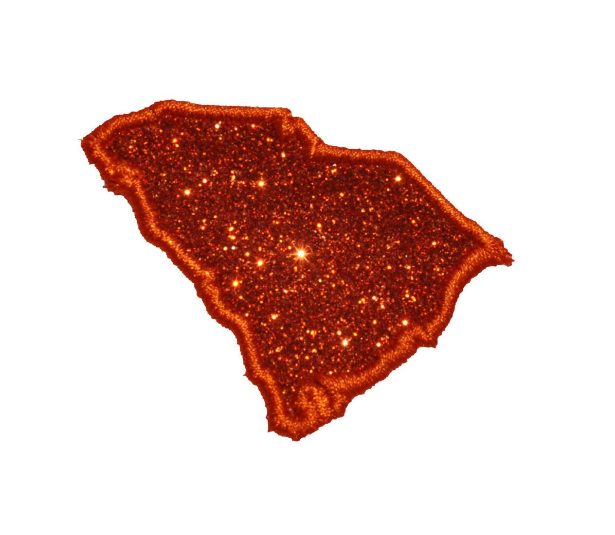 State of South Carolina orange 2.5 inch Sparkle Glitter Patch -  Iron or Sew on Vinyl - NO GLITTER MESS !