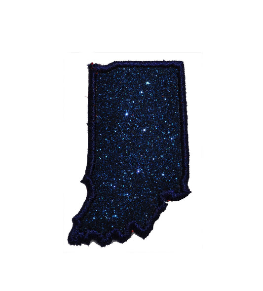 State of Indiana 2.5 inch custom color Sparkle Glitter Patch -  Iron or Sew on Vinyl - NO GLITTER MESS !