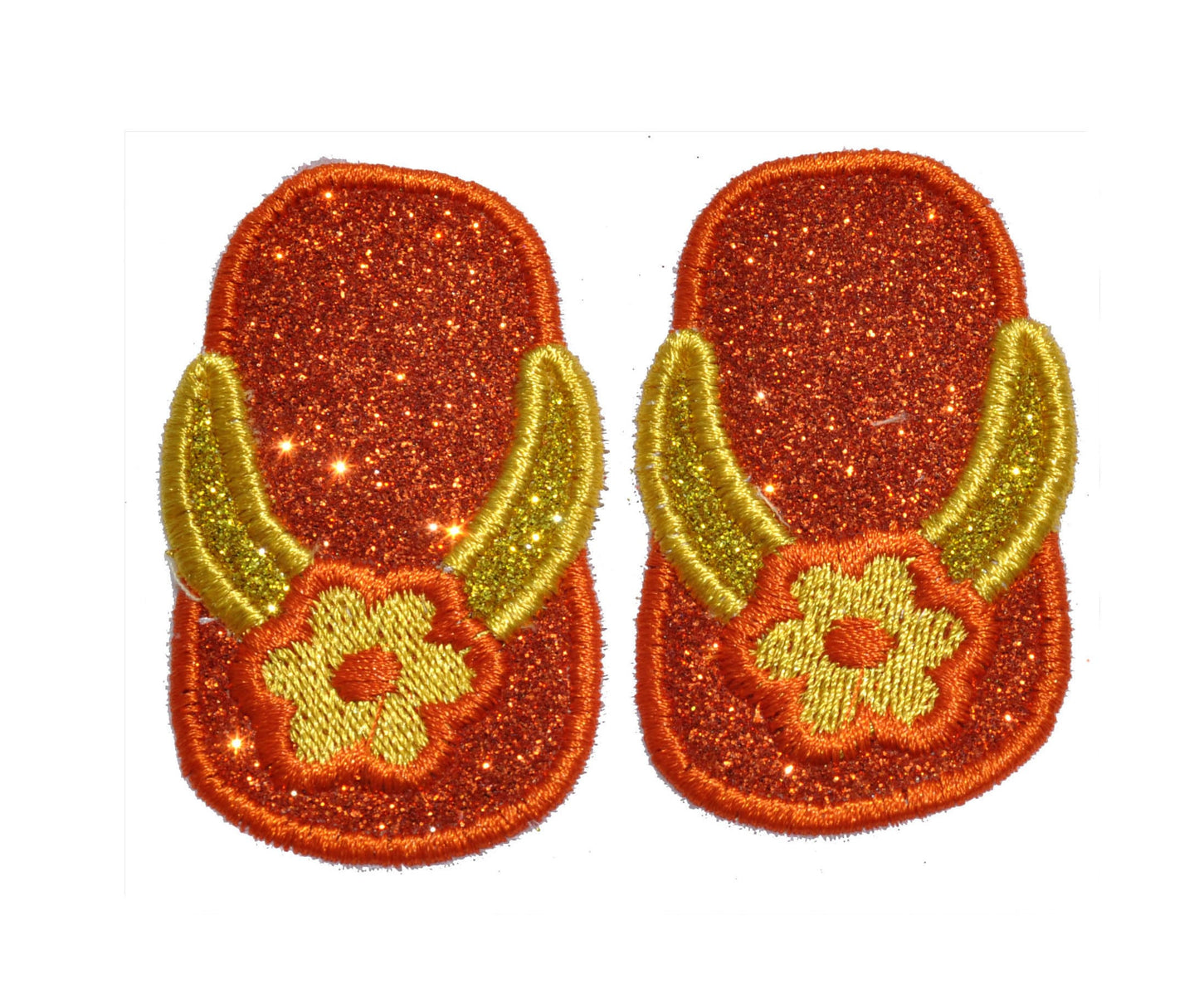 Sandals Flip Flops 3 inches tall x 3.5 inches wide Tongs Sparkle Glitter Vinyl Iron On Patch! GL55