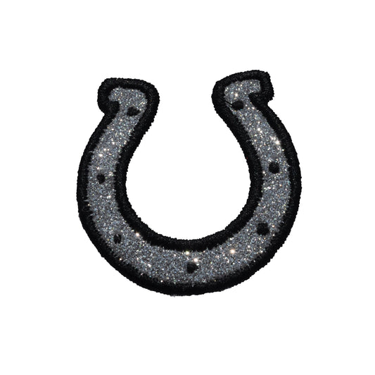 Horseshoe, Horse shoe Horseshoe 2", 3" or 4" Cowboy, Color Guard, Sparkle Glitter Patch -  Iron or Sew on Vinyl - NO GLITTER MESS ! GL212