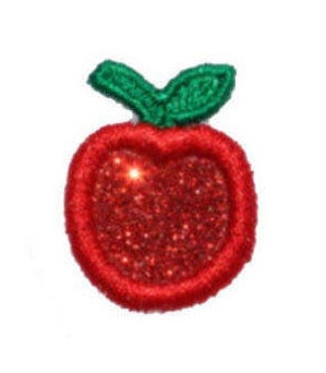Apple Miniature glitter sparkle iron on Patch! GL89