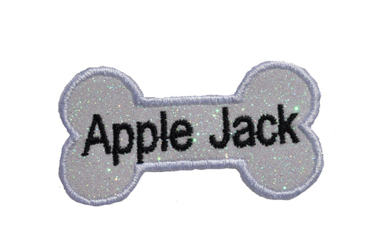 Dogbone Name Tag Pet Patch Dog and Cat Lover Sparkle Glitter Patch -  Iron or Sew on Vinyl - NO GLITTER MESS ! GL258