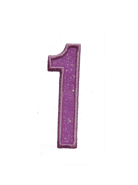 Arial Narrow Glitter Sparkle Number Patch -  Iron or Sew on Vinyl - NO GLITTER MESS ! GL219