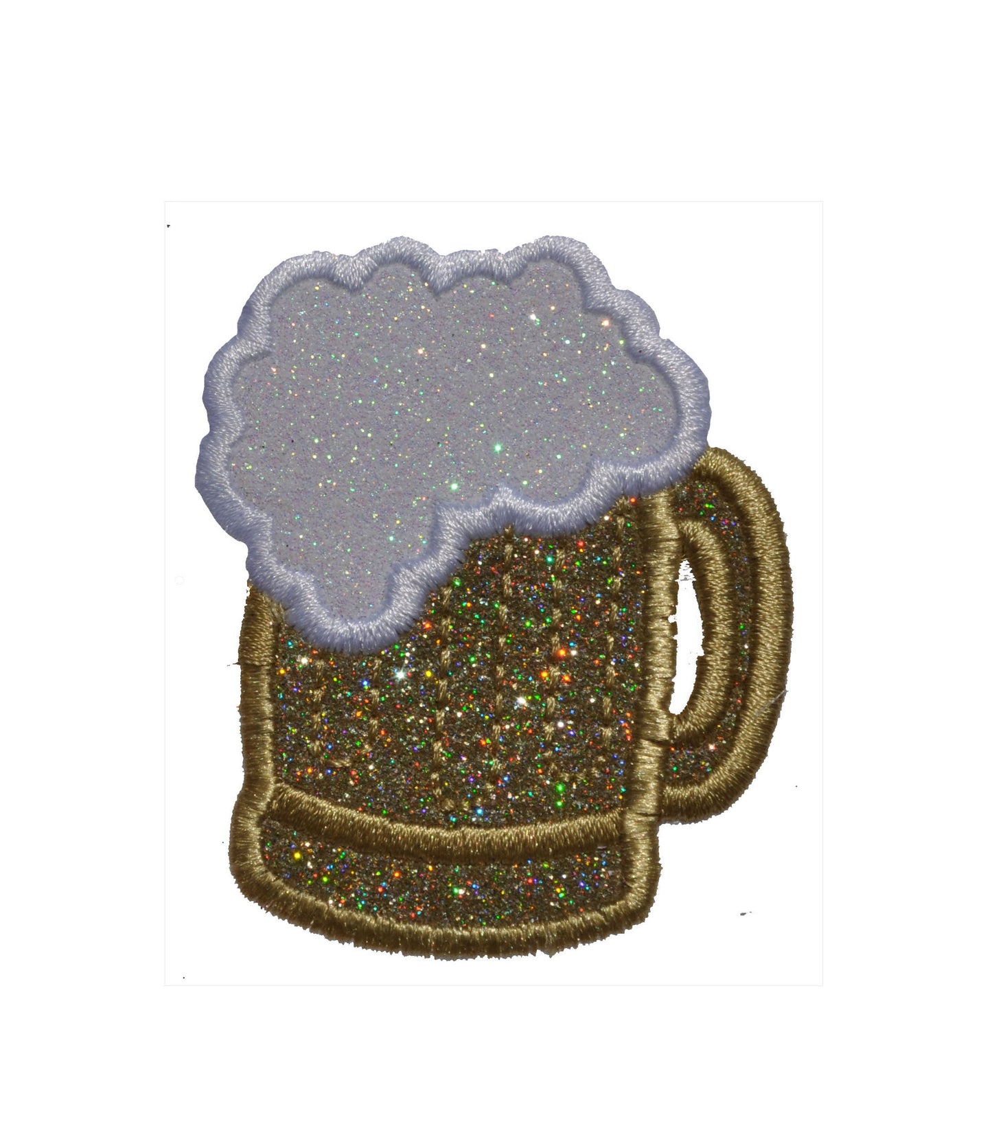 Beer Mug Ale Liquor 3 inch glitter sparkle iron on Patch! GL271