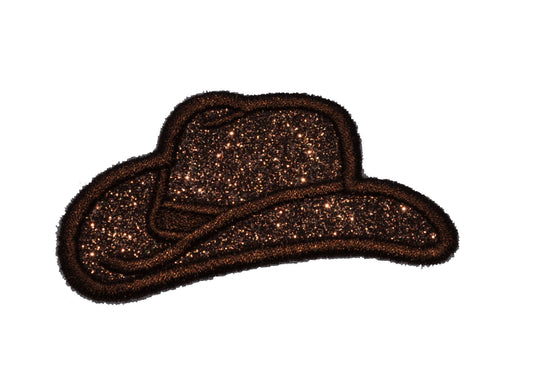 Cowboy Hat Brown or Pink Patch -  Iron or Sew on Vinyl - NO GLITTER MESS ! GL286