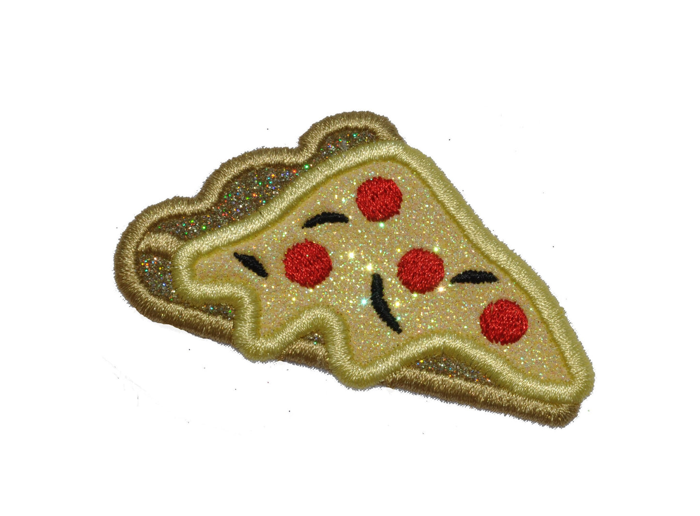 Pizza 3 inch Sparkle Glitter Patch -  Iron or Sew on Vinyl - NO GLITTER MESS ! GL282