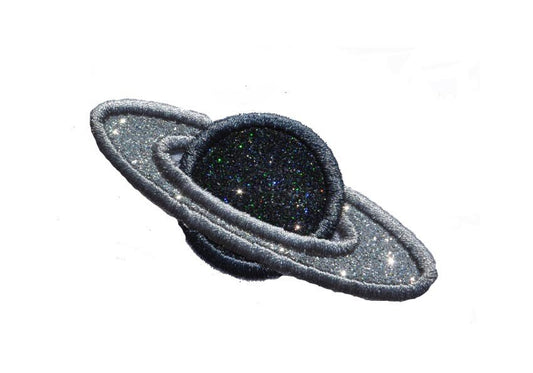 Saturn Planet Patch -  Iron or Sew on Flitter Vinyl - NO GLITTER MESS ! GL321