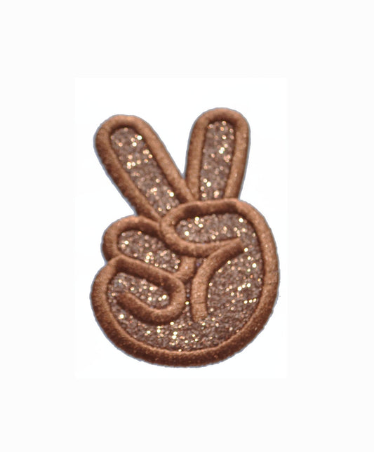 Peace Hand Sign 3 inch Sparkle Glitter Patch -  Iron or Sew on Vinyl - NO GLITTER MESS ! GL307