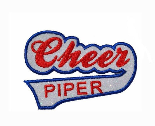 Custom Personalized Cheer Bubble Tail Cheerleading Sparkle Glitter Patch -  Iron or Sew on Vinyl - NO GLITTER MESS ! GL376