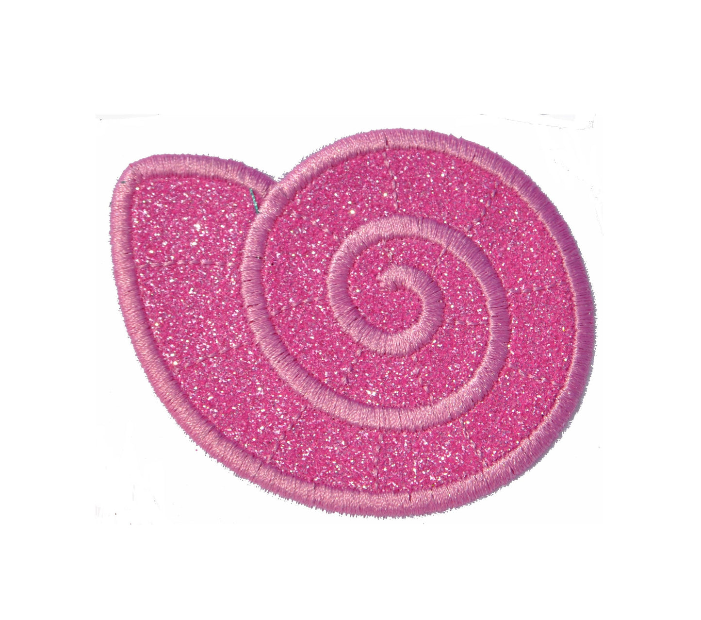 Spiral Seashell Sparkle Glitter Patch -  Iron or Sew on Vinyl - NO GLITTER MESS ! GL381
