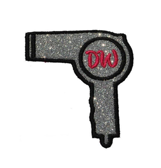 Blow Dryer Hairdresser Gift Sparkle Glitter Patch -  Iron or Sew on Vinyl - NO GLITTER MESS ! GL367