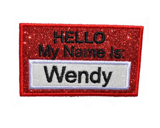 Custom Hello My Name is Name Patch  Border Frame Nametag Personalized Bling Glitter Patch -  Iron or Sew on Vinyl - NO GLITTER MESS ! GL371