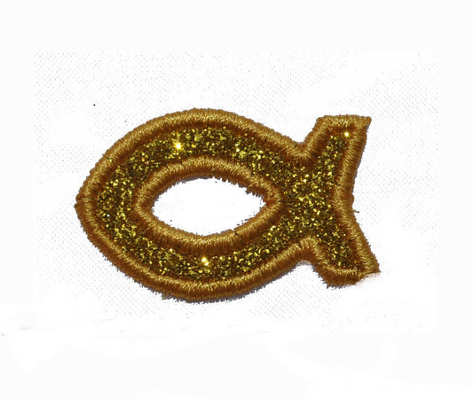 Christian Fish Ichthys Sparkle Glitter Patch -  Iron or Sew on Vinyl - NO GLITTER MESS ! GL2