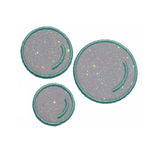 Bubbles vinyl glitter iron on three sizes Patch! GL396