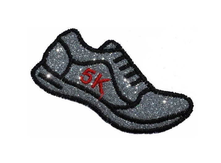 Tennis shoe, jogging crossfit with or without 5K Running Shoe Sparkle Glitter Patch -  Iron/Sew on Vinyl NO GLITTER MESS ! GL397