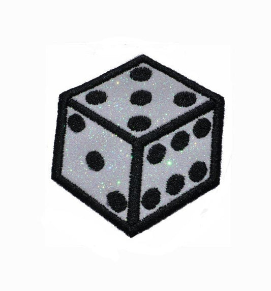 Dice Bunco Craps Patch -  Iron or Sew on Glitter Vinyl - NO GLITTER MESS ! GL410