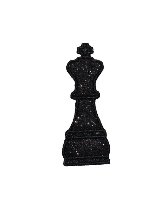 King Chess Piece Patch -  Iron or Sew on Vinyl Fabric- NO GLITTER MESS ! GL345