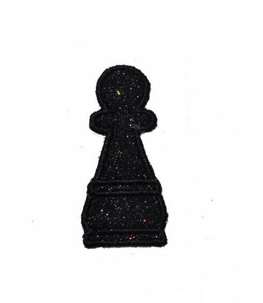 Pawn Chess Piece Patch -  Iron or Sew on Vinyl Fabric- NO GLITTER MESS ! GL421