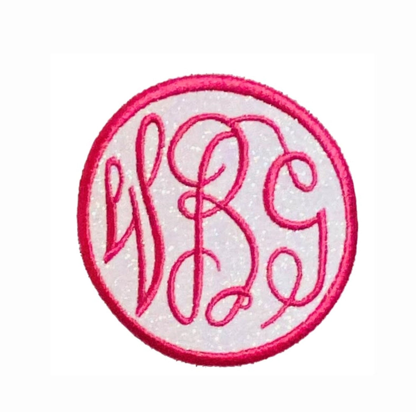 Glitter Monogram Patch Custom Embroidered Glitter Patch Personalized Patch Iron-on Patch with Monogram Iron-on Patch