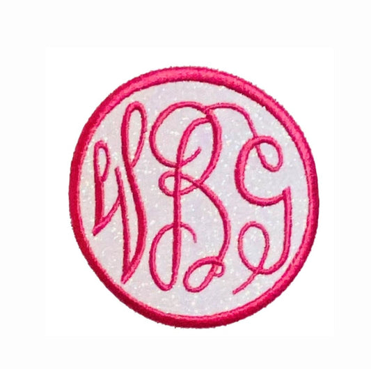 Glitter Monogram Patch Custom Embroidered Glitter Patch Personalized Patch Iron-on Patch with Monogram Iron-on Patch
