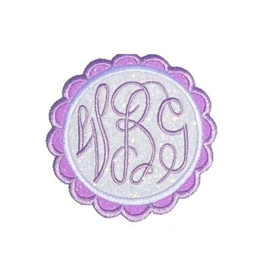 Scalloped monogram glitter patch iron on glitter patch embroidered patch H3