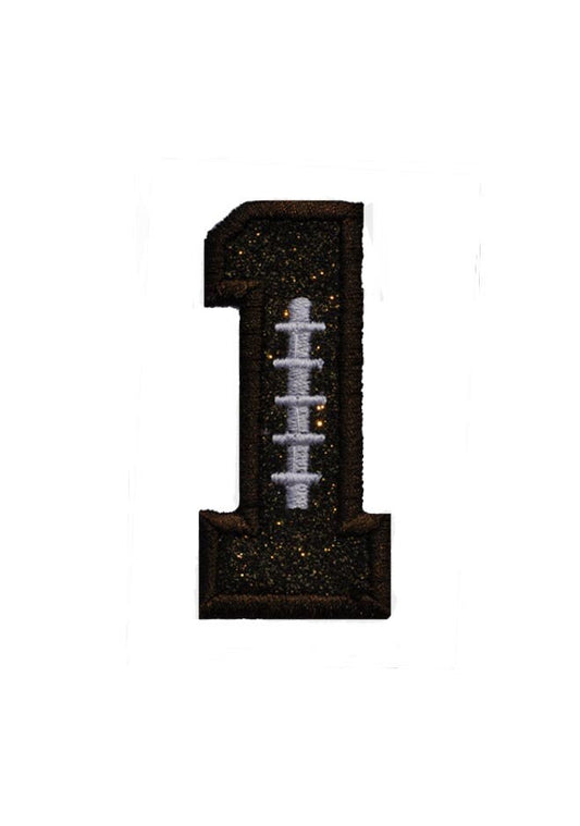 Football Number Initial Glitter Sparkle Letter Patch -  Iron or Sew on Vinyl - NO GLITTER MESS ! GL133