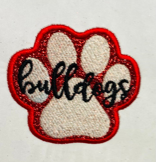 Pawprint 3 inch College Sports Mascot Team Name sparkle Glitter Patch - Iron or Sew on Vinyl - NO MESS GLITTER  HC8