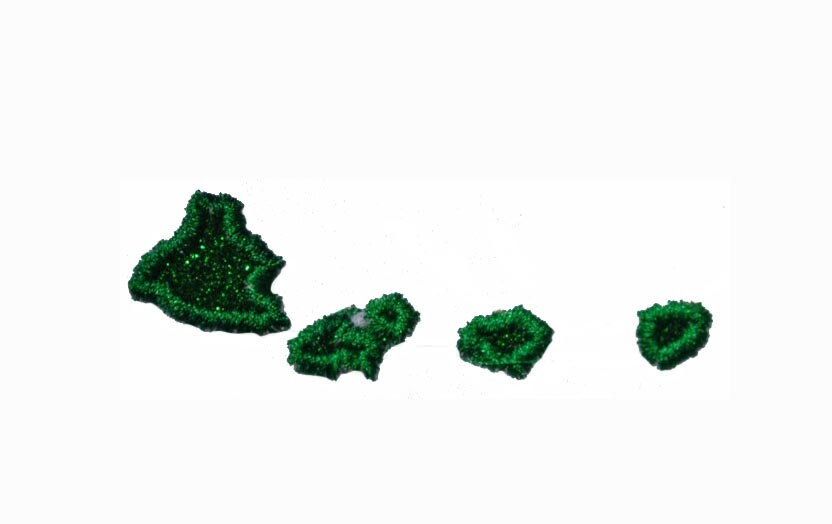 State of Hawaii Custom Color Sparkle Glitter Patch -  Iron or Sew on Vinyl - NO GLITTER MESS !