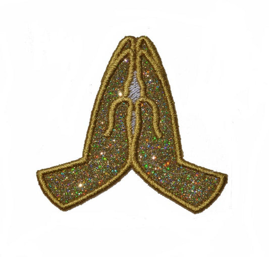 Praying Hands Faith in God glitter sparkle iron on Cross Patch! GL440