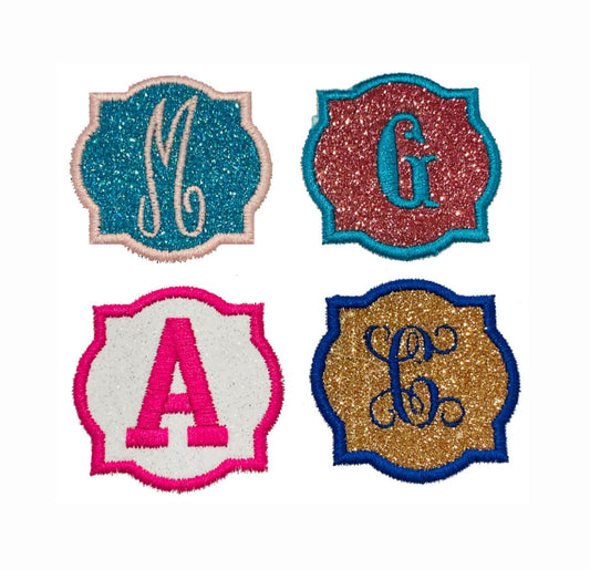 Fancy Glitter initial patch glitter patch with initial glitter patch glitter with monogram personalized patch glitter iron on patch GL435