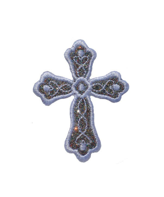 Cross Christian 3 inch glitter sparkle iron on Cross Patch! GL439