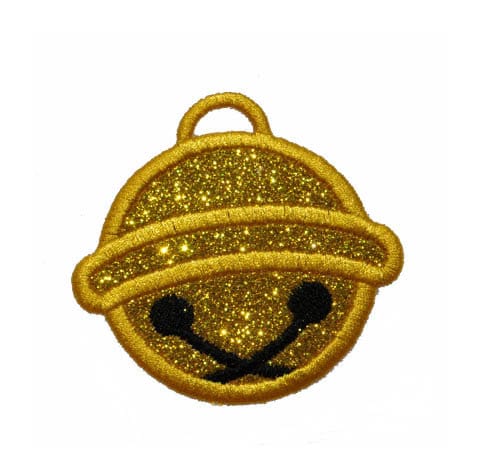 Jingle Sleigh Bell Christmas 2" or 3" Sparkle Glitter Patch -  Iron or Sew on Vinyl - NO GLITTER MESS ! GL24