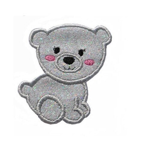 Polar Bear Baby or Valentines Love You Bear Cute Sparkle Glitter Patch -  Iron or Sew on Vinyl - NO GLITTER MESS ! GL78