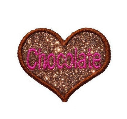 Chocolate Love 2 inch Sparkle Glitter Patch -  Iron or Sew on Vinyl - NO GLITTER MESS ! GL84